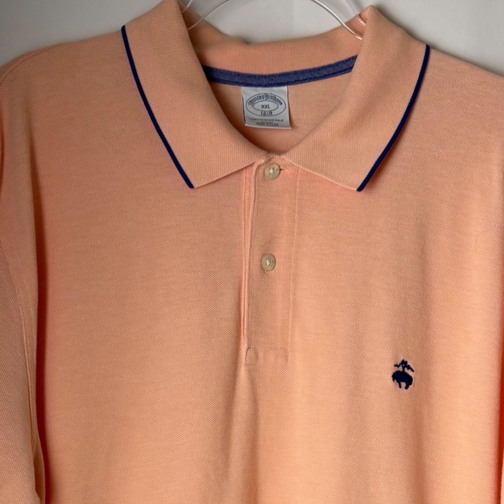 Brooks Brothers Performance Polo Mens XXL Peach Slim Fit Cotton Short Sleeve